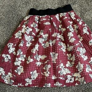 HeartSoul Burgundy Floral A-Line Skirt